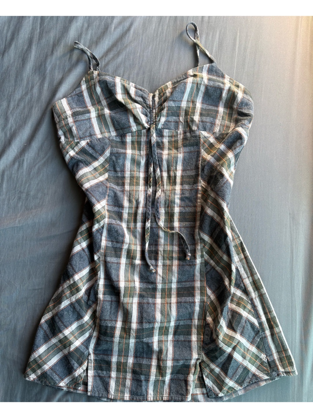 Live to Be Spoiled Plaid Babydoll Cami Top XL - Green Orange White Grunge Fairy